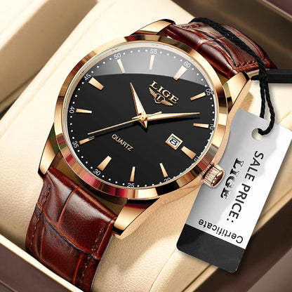 OLEVS 135 PRO Gold Quartz Leather Watch