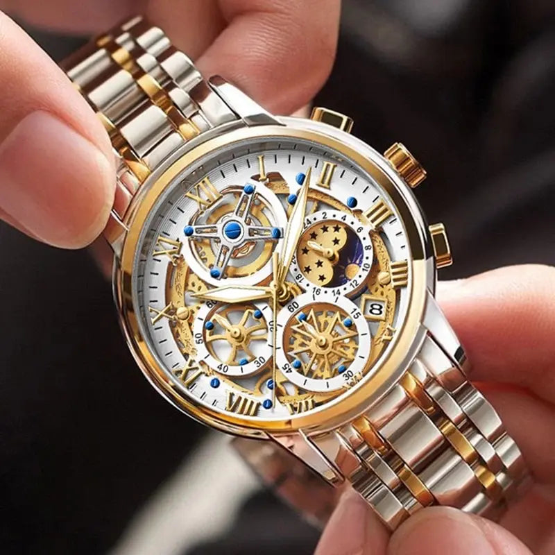 LIGE GOLD VI 360 Gold Luxury Chronograph Watch