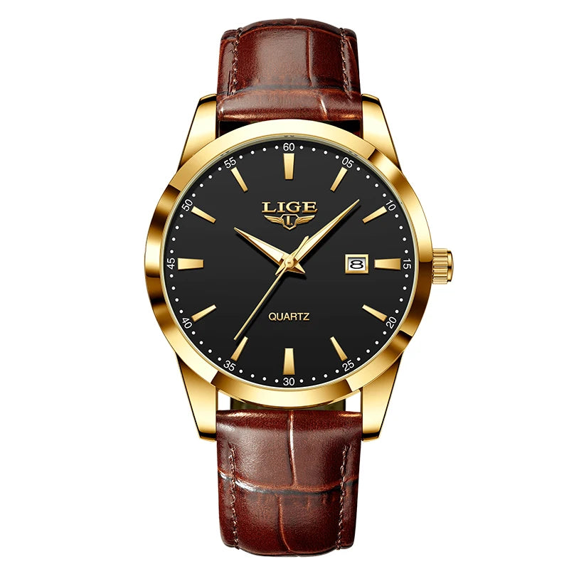 OLEVS 135 PRO Gold Quartz Leather Watch