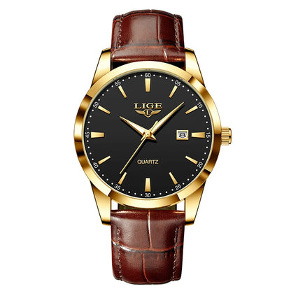 OLEVS 135 PRO Gold Quartz Leather Watch