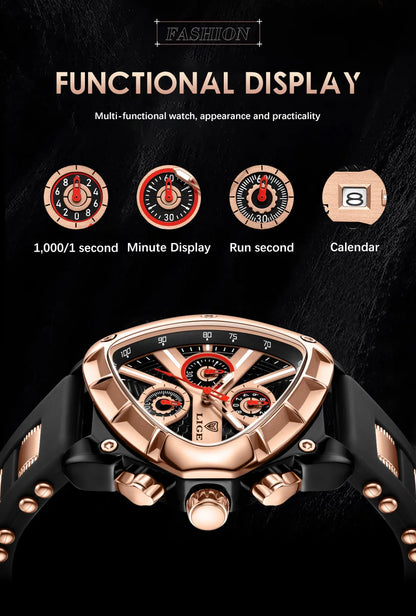 LIGE GT5 Chronograph Rose Gold Sports Watch