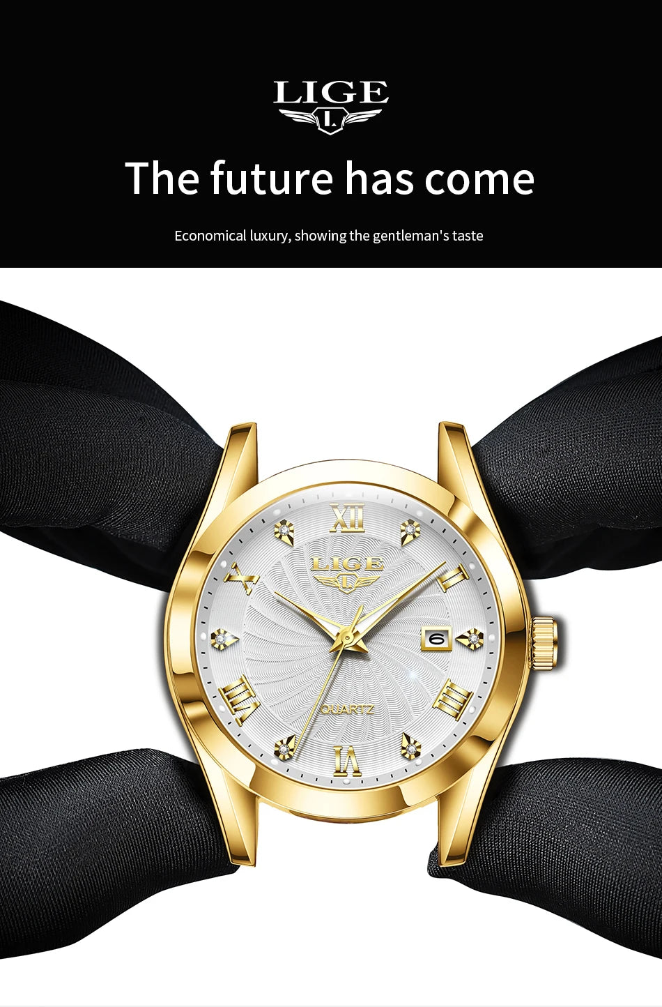 OLEVS 135 PRO Gold Quartz Leather Watch