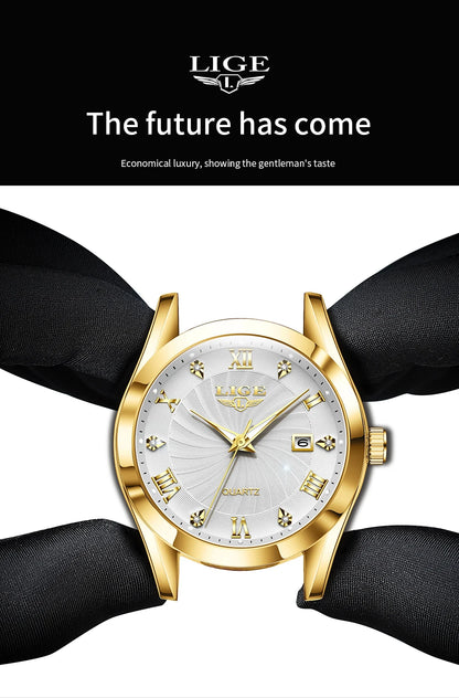 OLEVS 135 PRO Gold Quartz Leather Watch