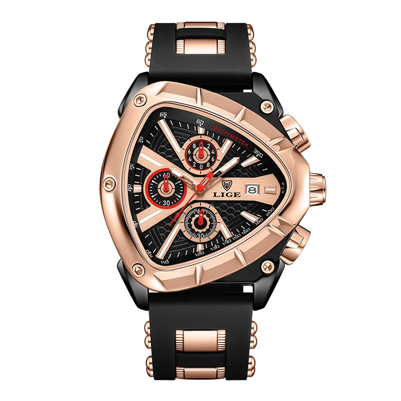 LIGE GT5 Chronograph Rose Gold Sports Watch