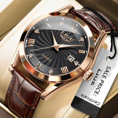 OLEVS 135 PRO Gold Quartz Leather Watch