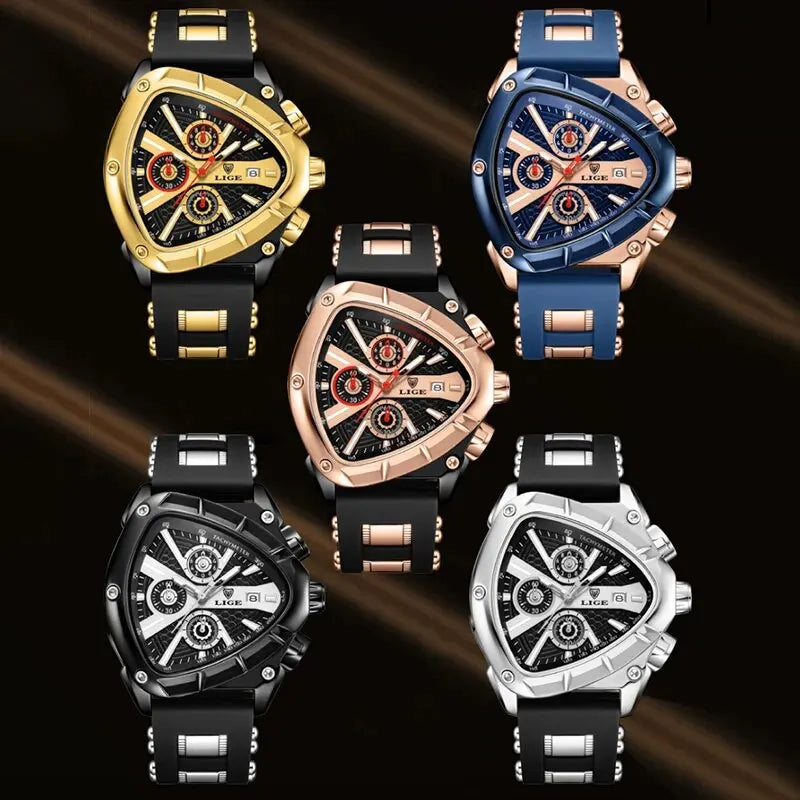 LIGE GT5 Chronograph Rose Gold Sports Watch