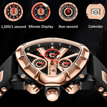LIGE GT5 Chronograph Rose Gold Sports Watch