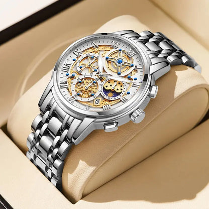LIGE GOLD VI 360 Gold Luxury Chronograph Watch