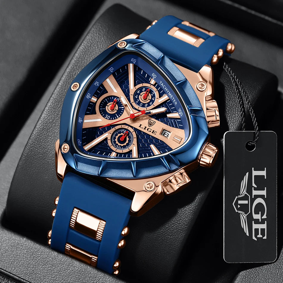 LIGE GT5 Chronograph Rose Gold Sports Watch