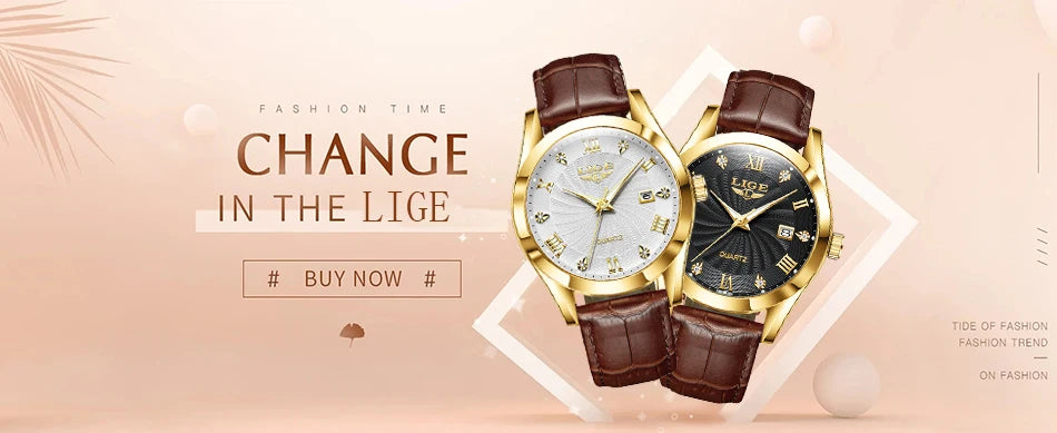 OLEVS 135 PRO Gold Quartz Leather Watch