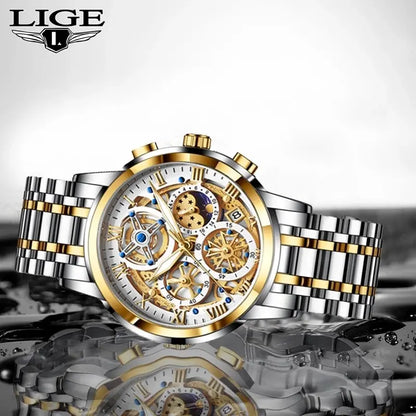 LIGE GOLD VI 360 Gold Luxury Chronograph Watch