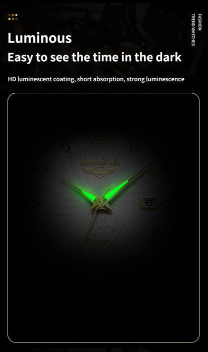 OLEVS 135 PRO Gold Quartz Leather Watch