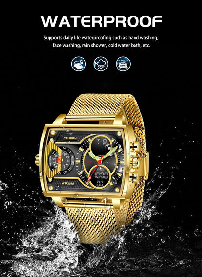 Vanguard Gold Square Chronograph – Men’s Luxury Chronograph Watch