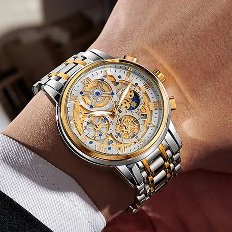 LIGE GOLD VI 360 Gold Luxury Chronograph Watch
