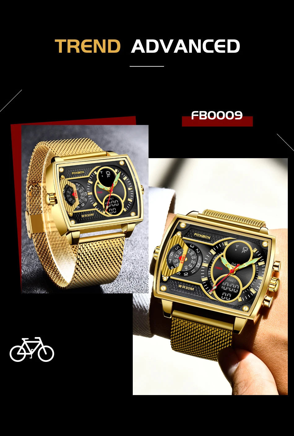 Vanguard Gold Square Chronograph – Men’s Luxury Chronograph Watch