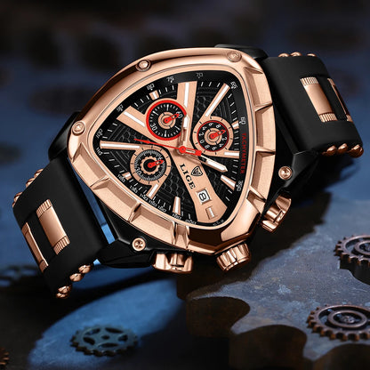 LIGE GT5 Chronograph Rose Gold Sports Watch