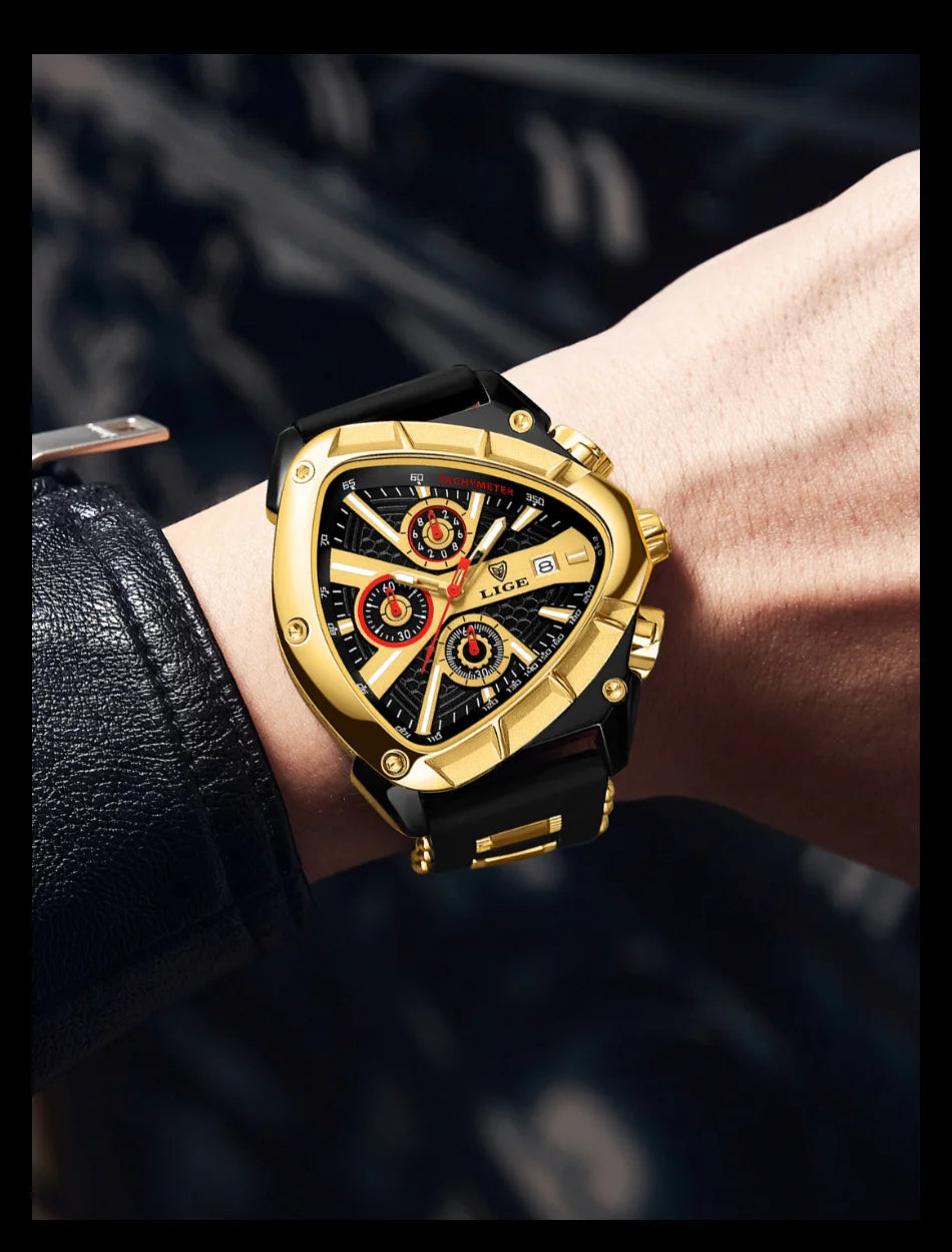 LIGE GT5 Chronograph Rose Gold Sports Watch