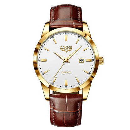 OLEVS 135 PRO Gold Quartz Leather Watch