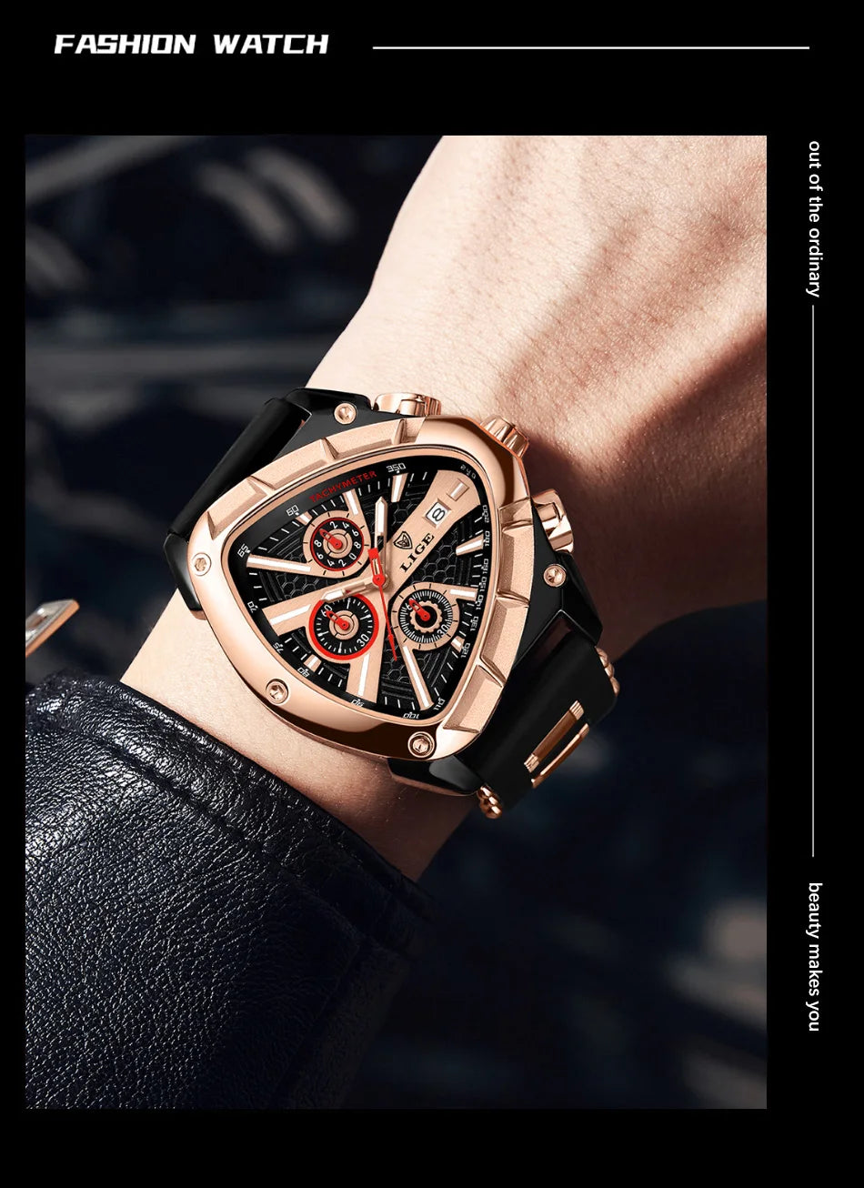 LIGE GT5 Chronograph Rose Gold Sports Watch
