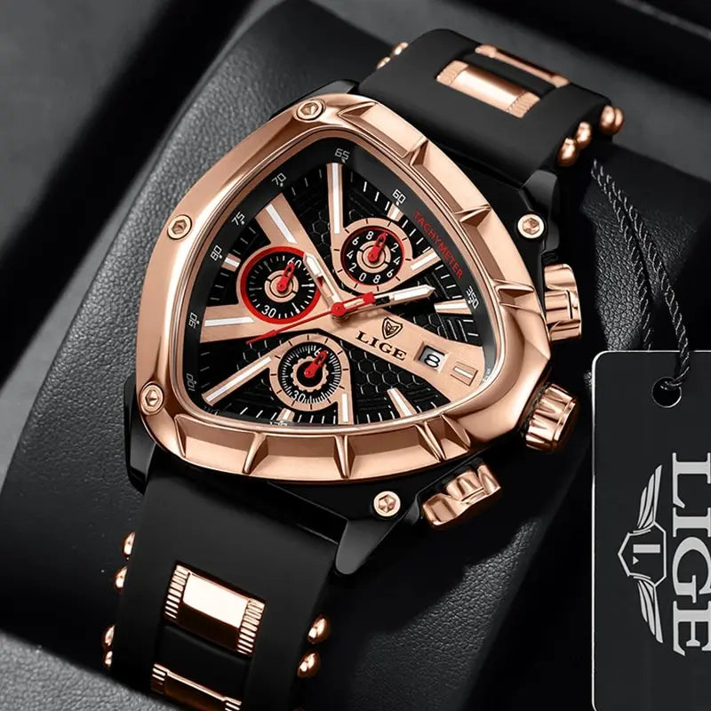 LIGE GT5 Chronograph Rose Gold Sports Watch
