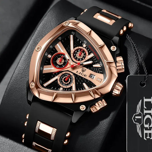 LIGE GT5 Chronograph Rose Gold Sports Watch