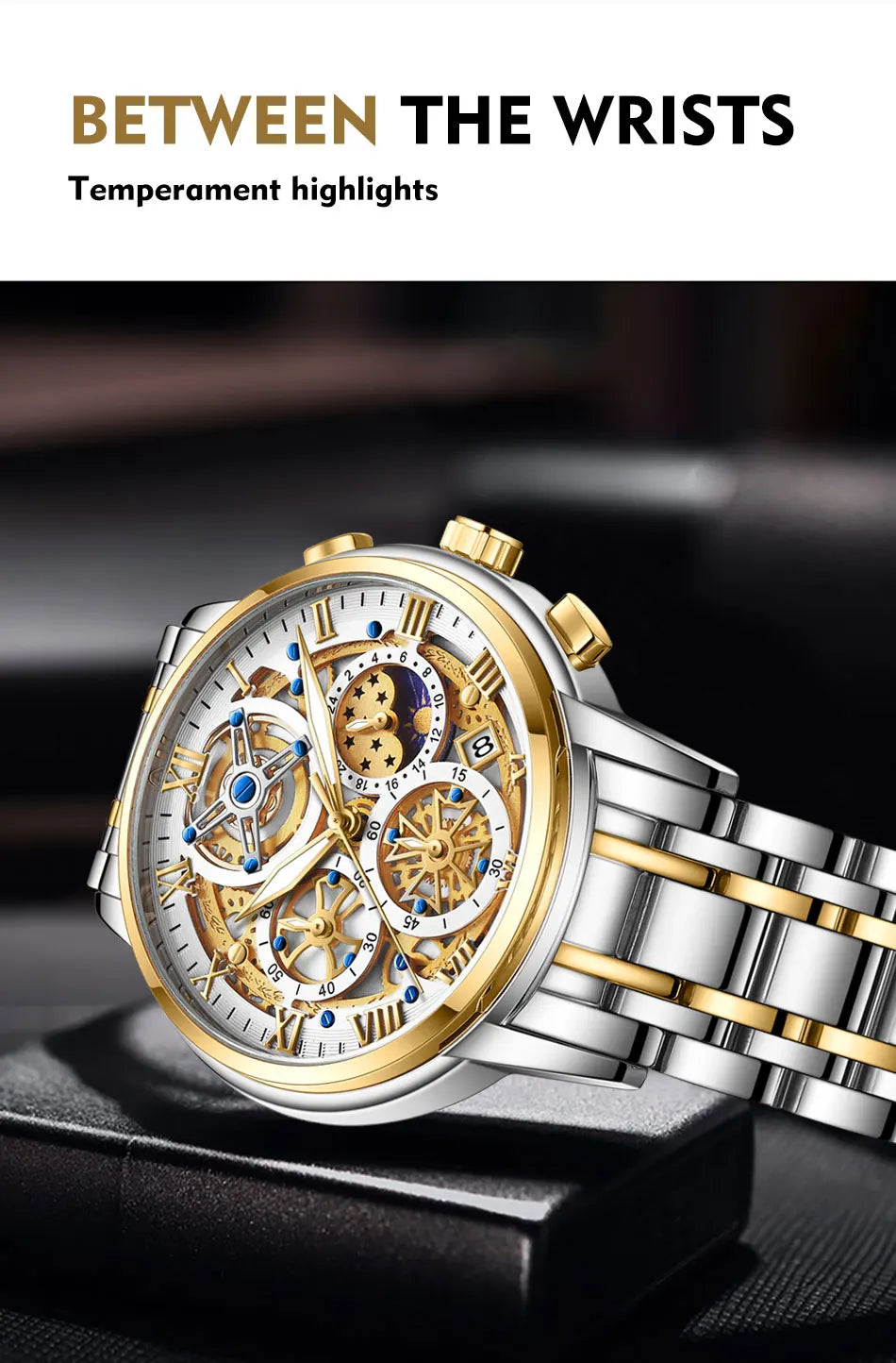 LIGE GOLD VI 360 Gold Luxury Chronograph Watch