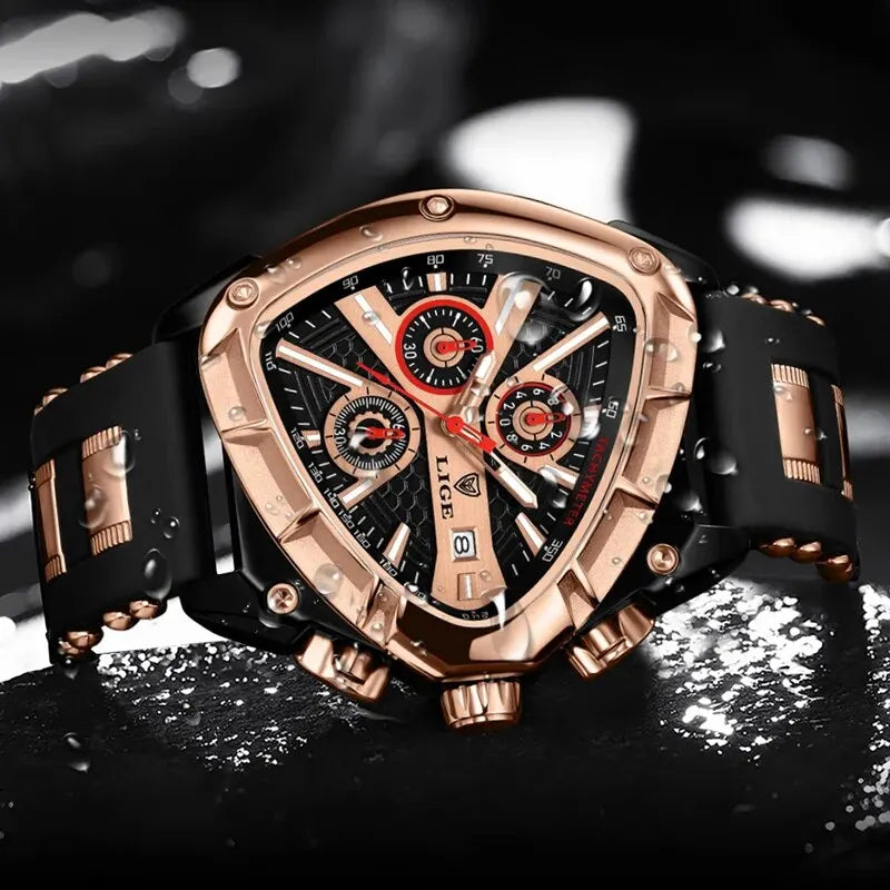 LIGE GT5 Chronograph Rose Gold Sports Watch