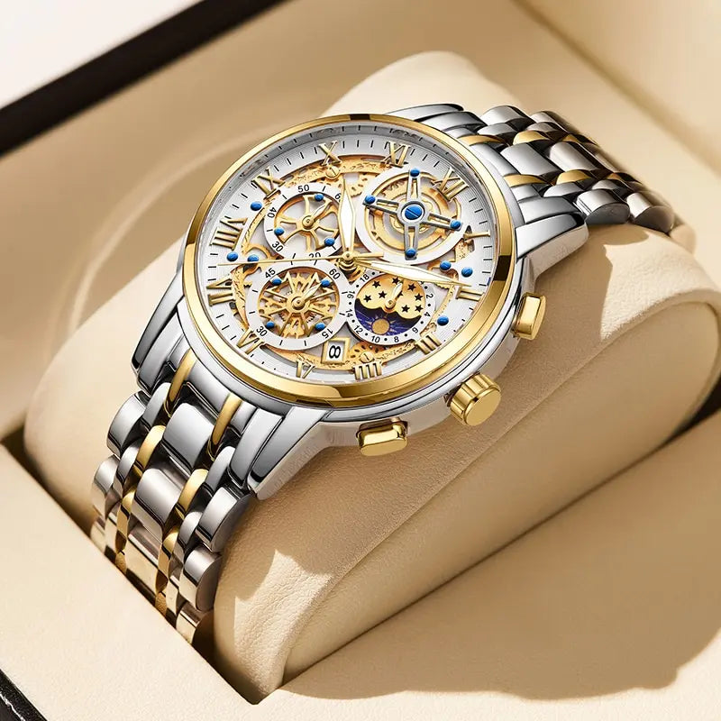 LIGE GOLD VI 360 Gold Luxury Chronograph Watch