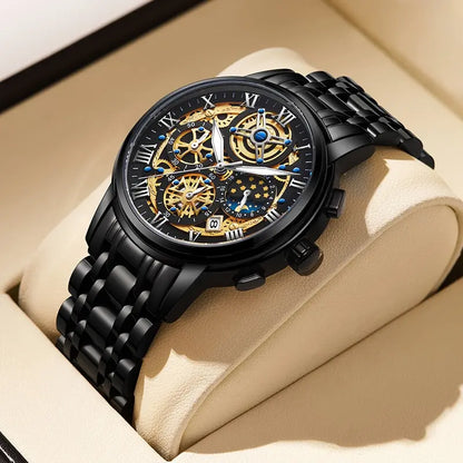 LIGE GOLD VI 360 Gold Luxury Chronograph Watch