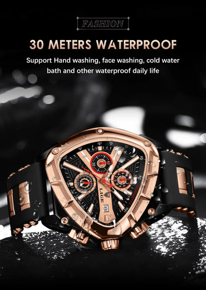 LIGE GT5 Chronograph Rose Gold Sports Watch