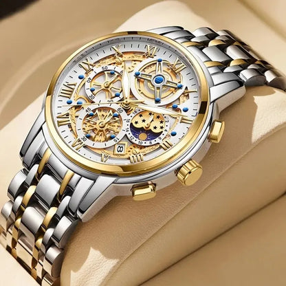 LIGE GOLD VI 360 Gold Luxury Chronograph Watch