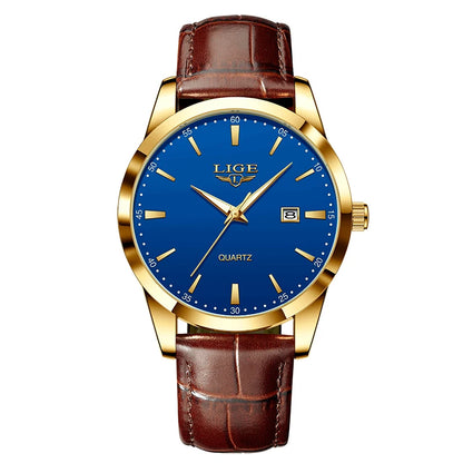 OLEVS 135 PRO Gold Quartz Leather Watch