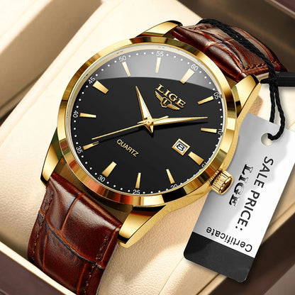 OLEVS 135 PRO Gold Quartz Leather Watch