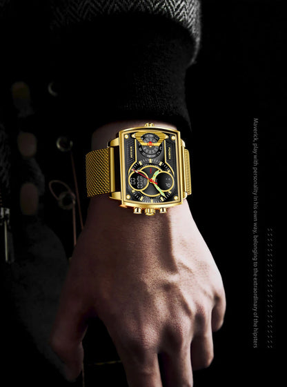 Vanguard Gold Square Chronograph – Men’s Luxury Chronograph Watch