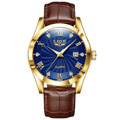 OLEVS 135 PRO Gold Quartz Leather Watch